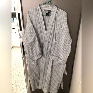 Goodnight Kimono Robe Men OS SleepWear Blue Pinstripe 3/4 Sleeve Grandpacore